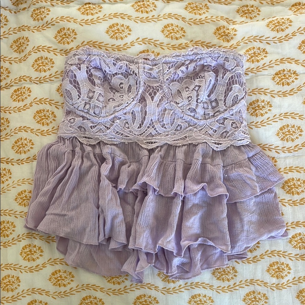 Lavender Lace Strapless Top